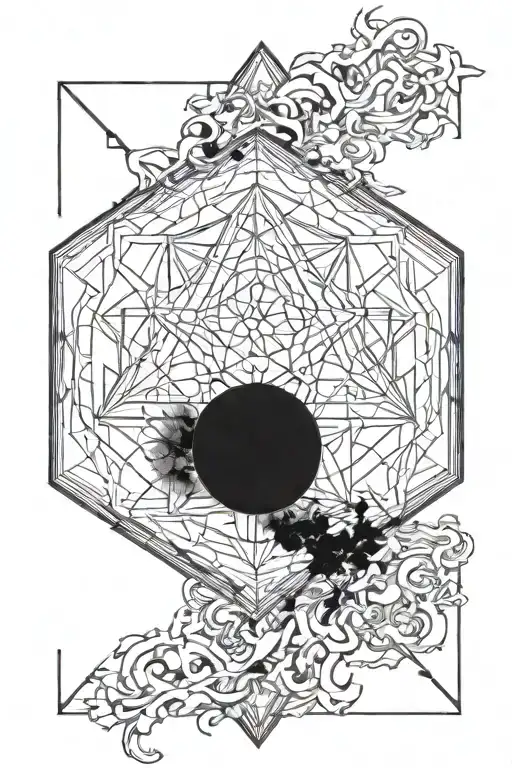 Metatron's Cube With A Moon Below It