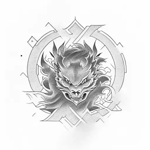 Incorporate Elements Of Fire And Japanese Style Leg Sleeve Into A Thigh