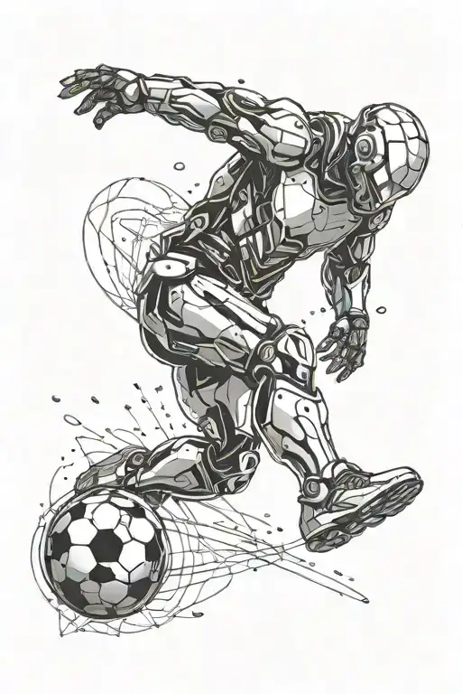 A Futuristic Robotic Soccer Player Kicking A Ball With Precision And Power