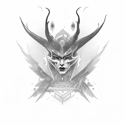 A Beautiful Androgynous Demon Like Entity Representing The Duality Between Good And Evil