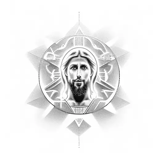 A Futuristic Interpretation Of Jesus Christ Surrounded By Blockchain Code