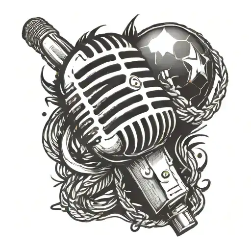 A Microphone Intertwined With A Football To Represent The Client's Love For Rap And Football