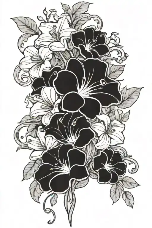 Flower Bouquet Violets Daffodils And Morning Glory Vine