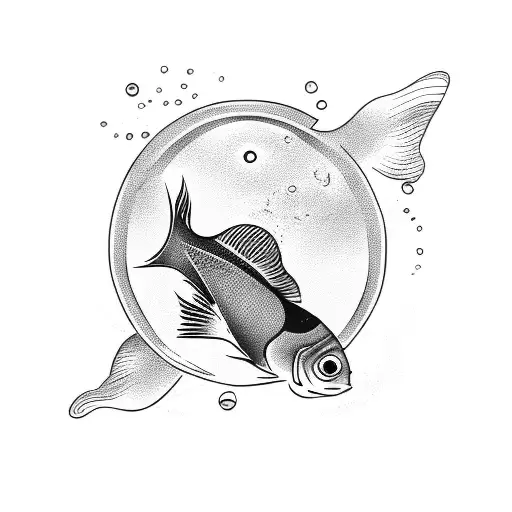 Fish Bowl With 2 Lost Souls As Fishes Swimming Around