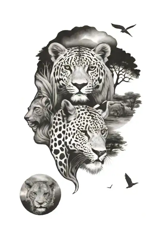 African Big 5 Animals Face