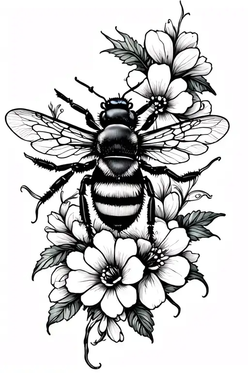 Bee And Flowers