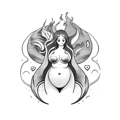 Fat Mermaid Full Body No Background Black And White