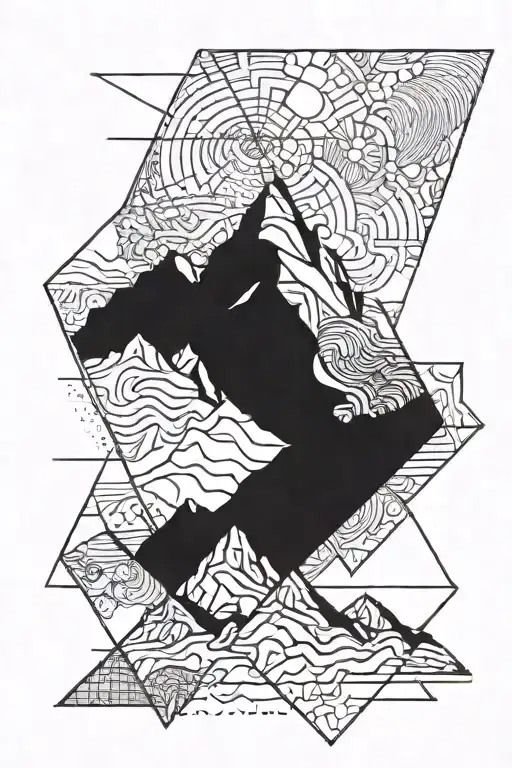 Abstract Geometric Mountain Range Incorporating The Name 'Ava'
