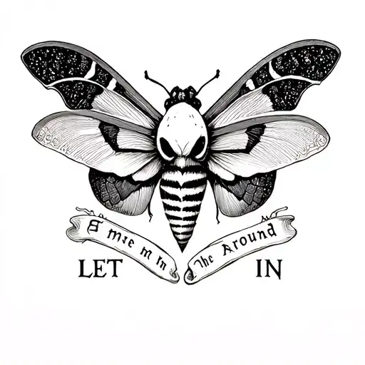 Death Mask Moth With The Words Let Me In Around The Moth
