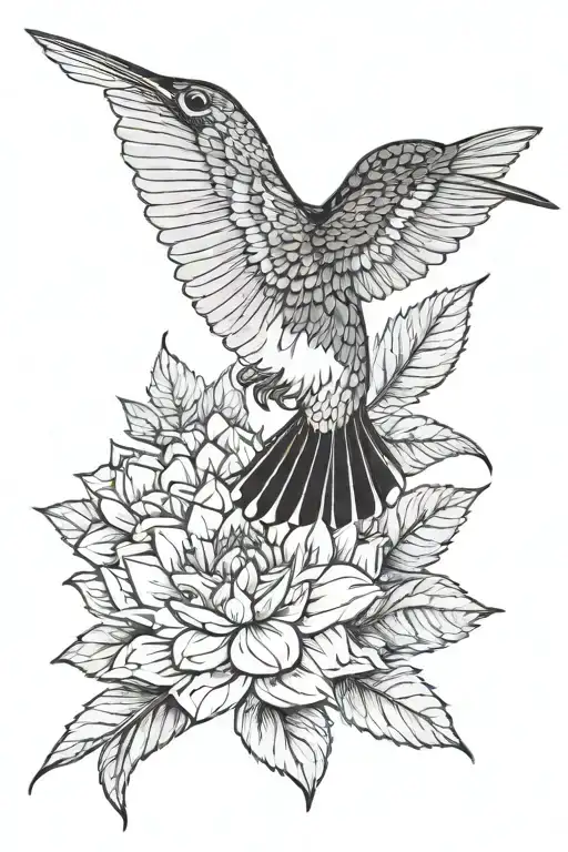 Hummingbird Perched On A Dahlia