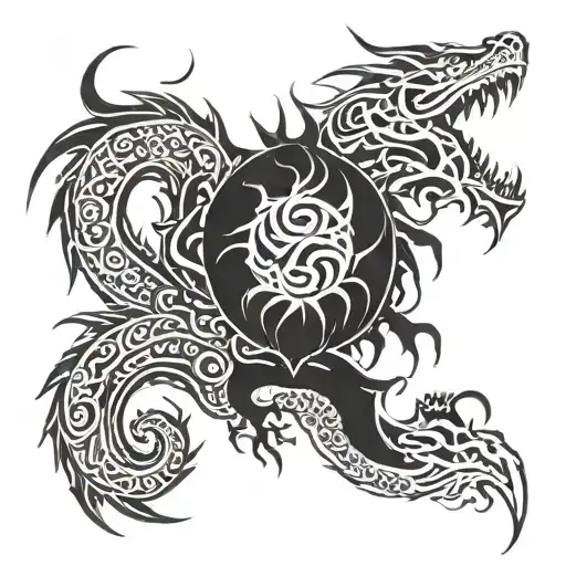 Tribal Dragon Sleeve Black