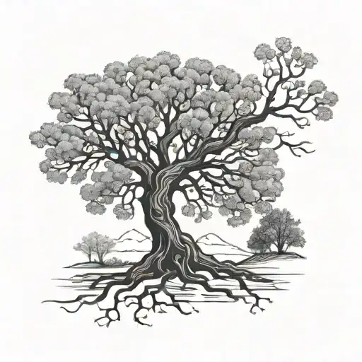 Incorporate Latvian Traditional Symbols Into A Detailed Oak Tree Design