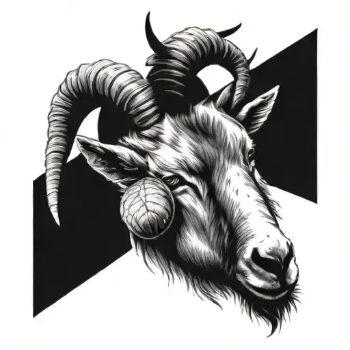 Realistic Goat Head With Pepper Shading More Line Work