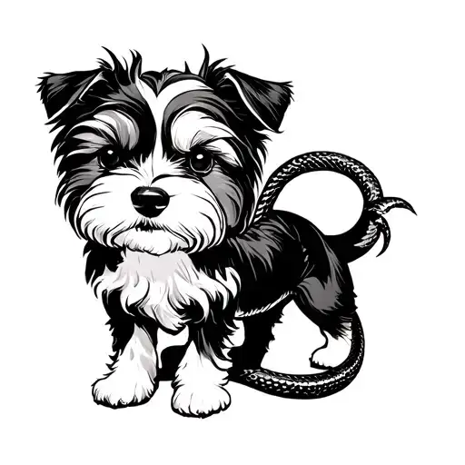 A 3 -Headed Dog With Shade Corp And A Snake -Shaped Tail