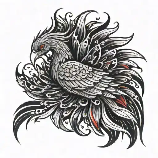 Phoenix With Black And Red Feathers