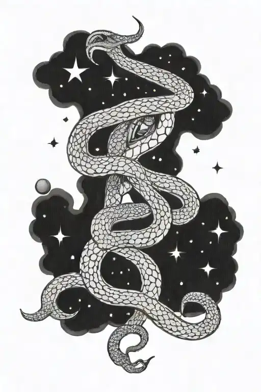 Serpent Traveling In Outer Space