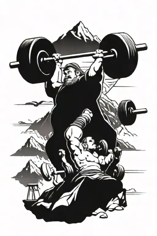 A Weightlifting Competition Taking Place On A Mountain Summit