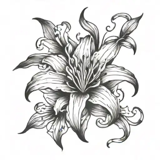 Lily Flower Intertwined Vines Growing