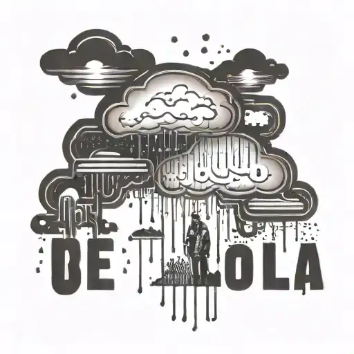A Cloud With Rain Underneath A Man With An Uberlla And Sign Written Smile