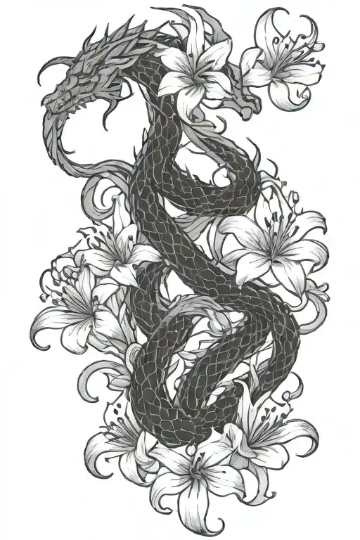 Female Dragon Intertwined Lilies Growing