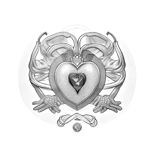 Claddagh Symbol With Green Gem Heart