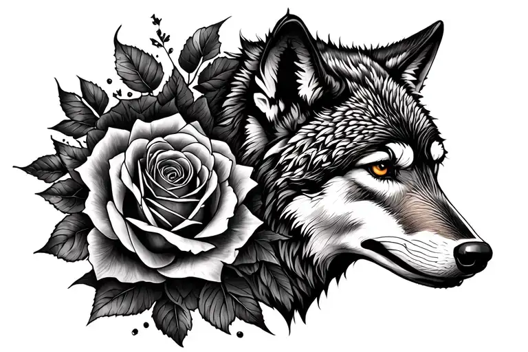 Wolf Blended By Roses