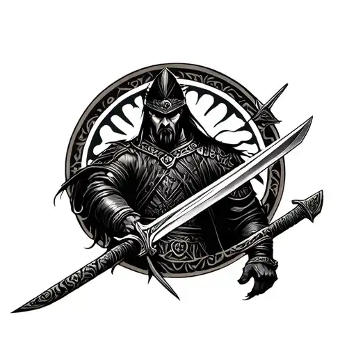 Black Warrior Wielding A Sword