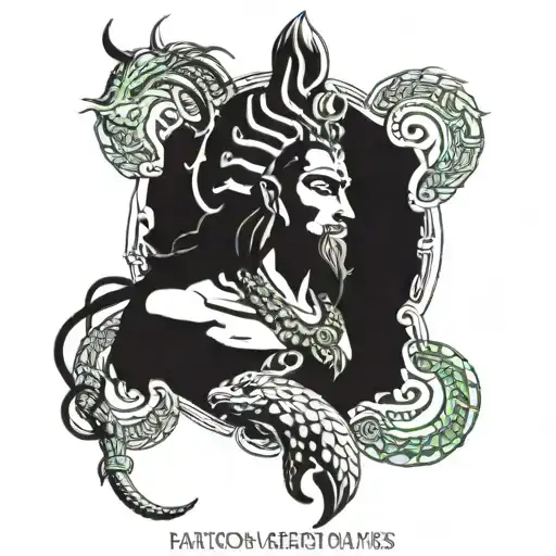 Lord Shiva Half With Trishul Merging And A Lion Eagle And Snake