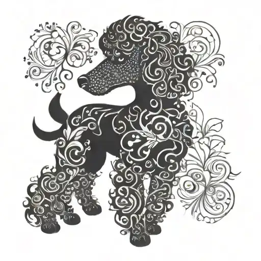 A Delicate Poodle Silhouette Surrounded By Intricate Floral Patterns