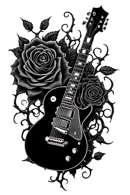 Roses Guitar Thorns Vine Intertwined