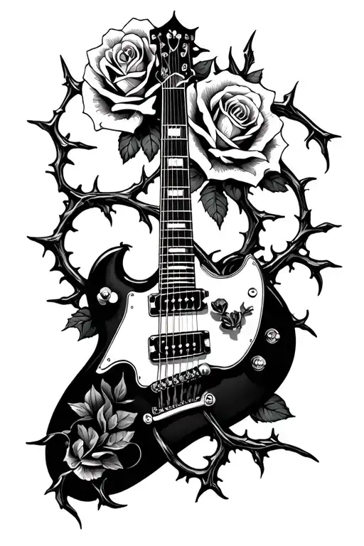 Roses Ibanez Guitar Thorns Vine Intertwined