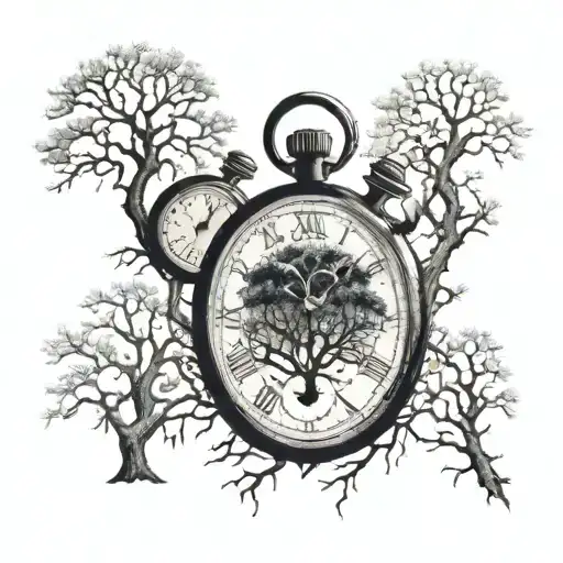 Stop Watches Surrounding A Tree