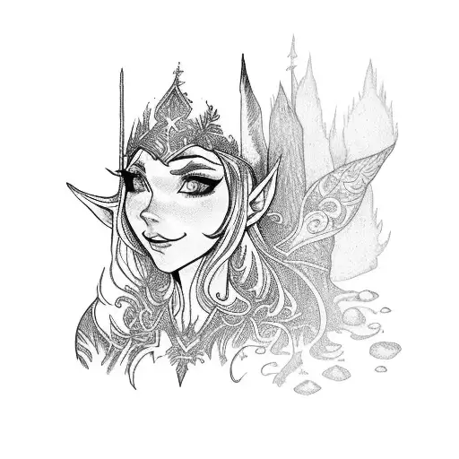 A Mystical Elf Casting A Spell In A Magical Forest