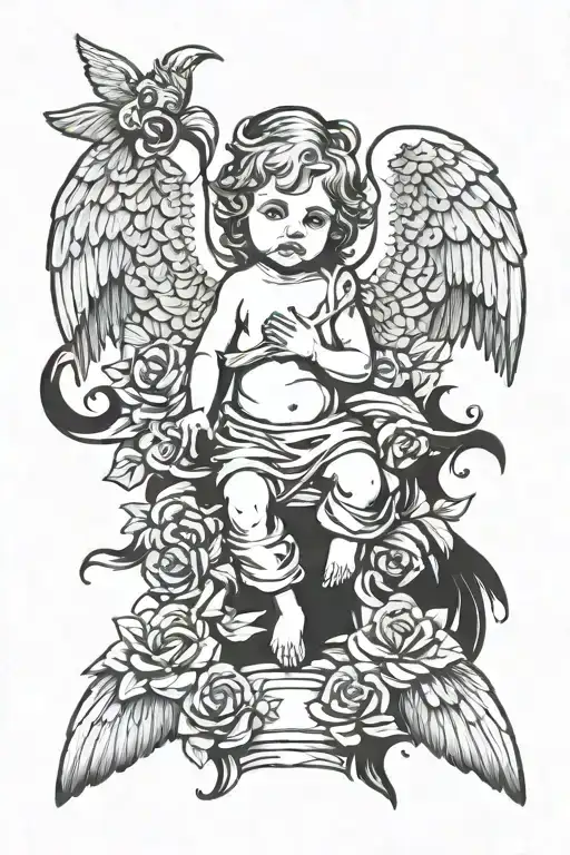 Baby Angel One Is Evil And Good With Wings And The Bottom Says Me Vs Me