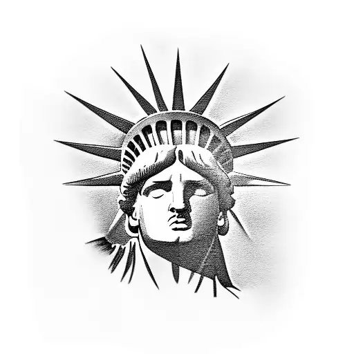 Statue Of Liberty With American Flag Background