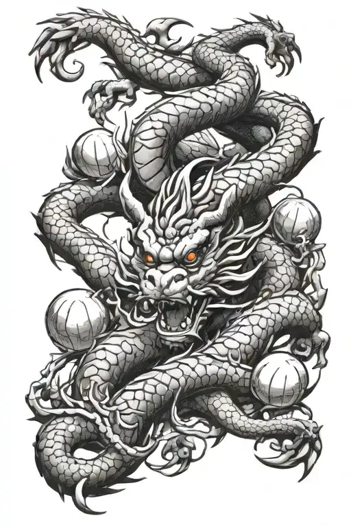 Design A Sleeve Tattoo Featuring Shenron Surrounded By Dragon Balls