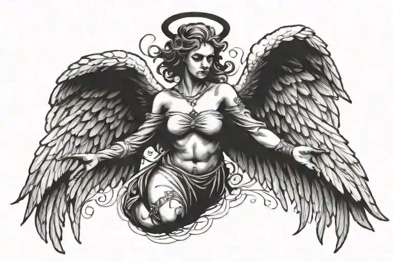 Angel With Devil Wings Spread Wide