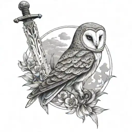 Barn Owl And Sword Going
