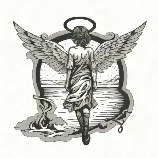 An Angel On A Frozen Lake With The Text Unknown