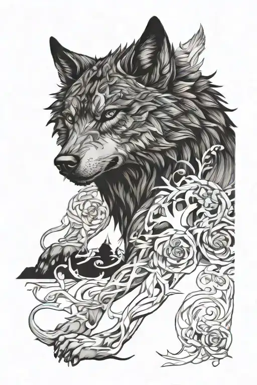 Very Dark Wolf Sleeve