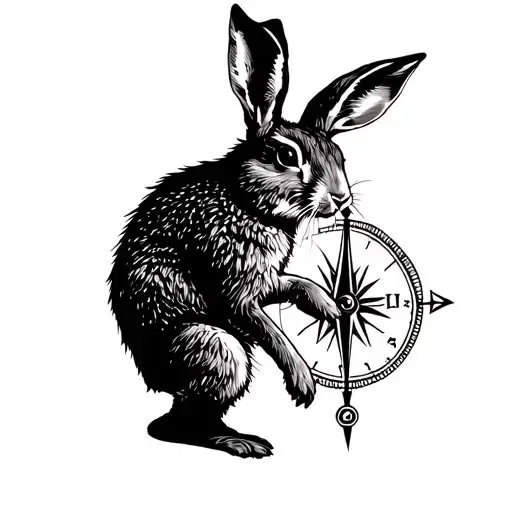 Hare On Hind Legs Holding Compass