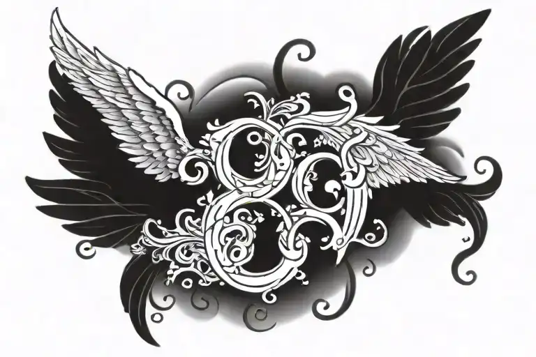 A Small Angel Wing Design With Your Older Brother's Initials G G In A Simple And Elegant Font