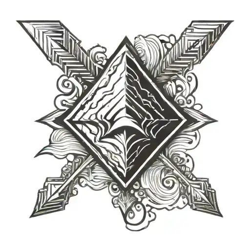 Arrow Head Surrounded By A Wave Forming The Shape Made