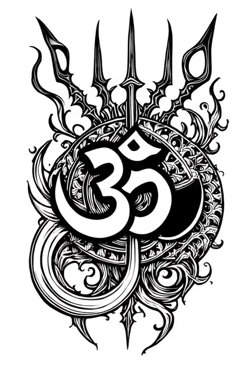Om And Trident Symbol