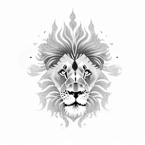 Lion Looking Right Side Smiling And Hairs Of Lion Are Looking Like Sea Waves