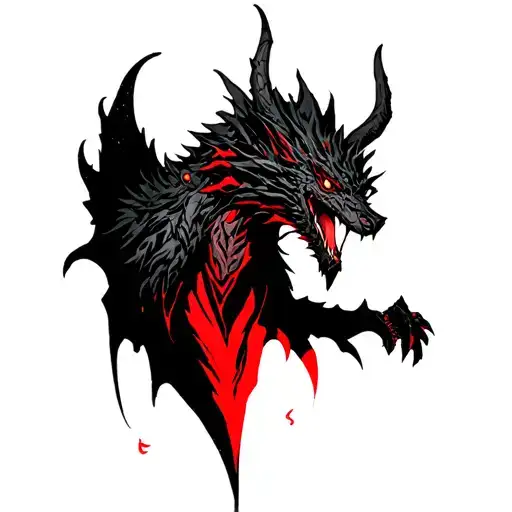 The Zouwu Fantastic Beast Showed In Sketchy Dark Style With A Little Red