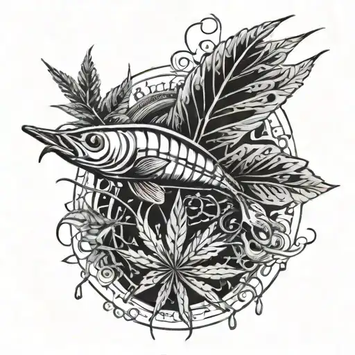 A Fishing Lure Intertwined With A Cannabis Leaf Transforming