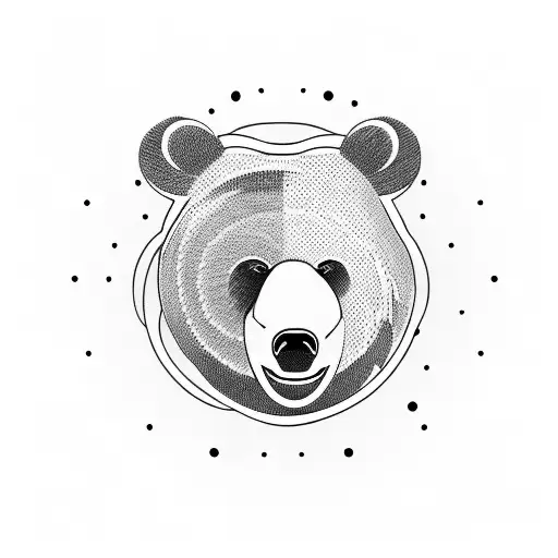 Bear Face Looking Head On With Semi Transparent Full Body Bear With Mouth Open In Background