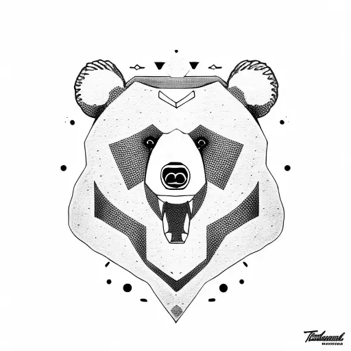 Bear Face Looking Head On With Semi Transparent Full Body Bear With Mouth Open In Background