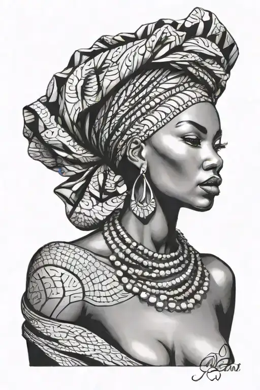 African Woman With Head Wrap With Siren Evil Beautiful